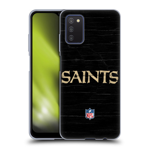 NFL New Orleans Saints Logo Distressed Look Soft Gel Case for Samsung Galaxy A03s (2021)