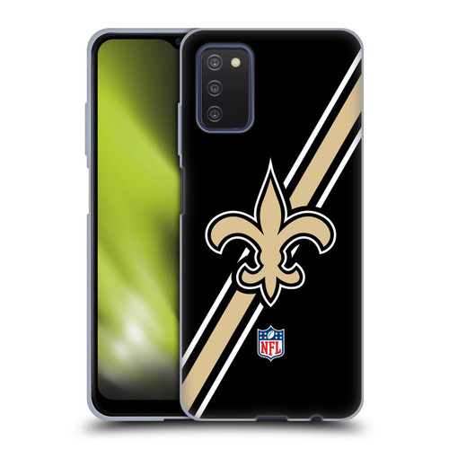 NFL New Orleans Saints Logo Stripes Soft Gel Case for Samsung Galaxy A03s (2021)