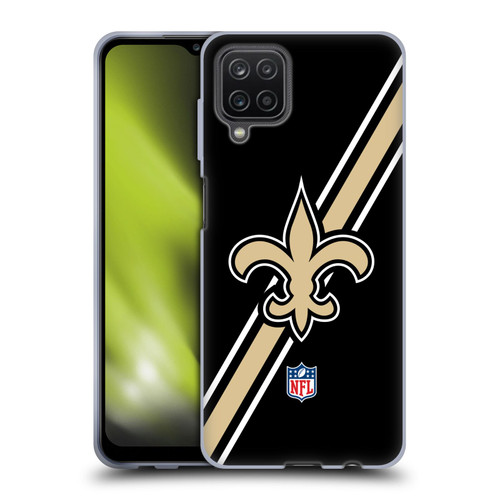 NFL New Orleans Saints Logo Stripes Soft Gel Case for Samsung Galaxy A12 (2020)