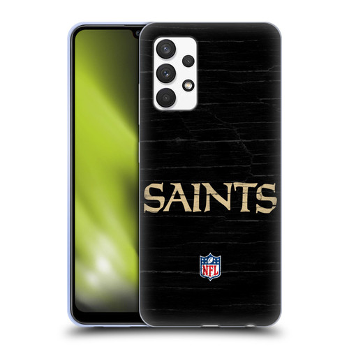 NFL New Orleans Saints Logo Distressed Look Soft Gel Case for Samsung Galaxy A32 (2021)