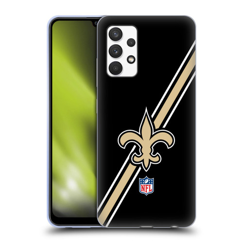 NFL New Orleans Saints Logo Stripes Soft Gel Case for Samsung Galaxy A32 (2021)