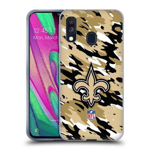 NFL New Orleans Saints Logo Camou Soft Gel Case for Samsung Galaxy A40 (2019)