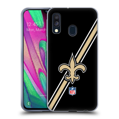 NFL New Orleans Saints Logo Stripes Soft Gel Case for Samsung Galaxy A40 (2019)