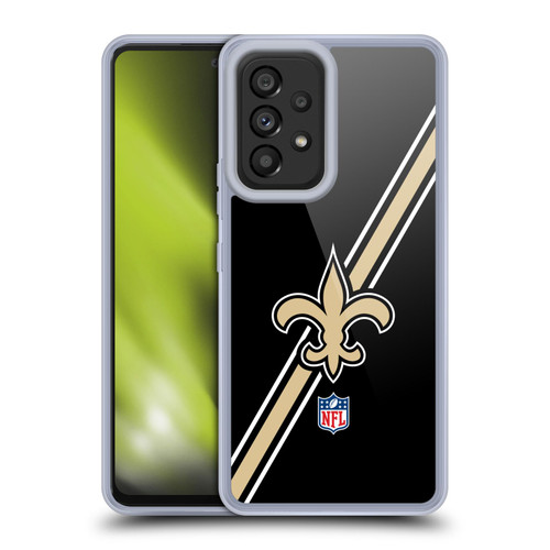 NFL New Orleans Saints Logo Stripes Soft Gel Case for Samsung Galaxy A53 5G (2022)