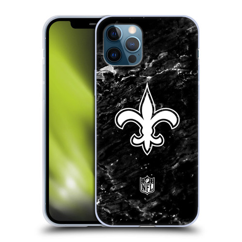 NFL New Orleans Saints Artwork Marble Soft Gel Case for Apple iPhone 12 / iPhone 12 Pro