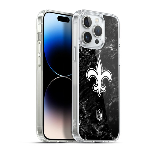 NFL New Orleans Saints Artwork Marble Soft Gel Case for Apple iPhone 13 Pro Max & MagSafe