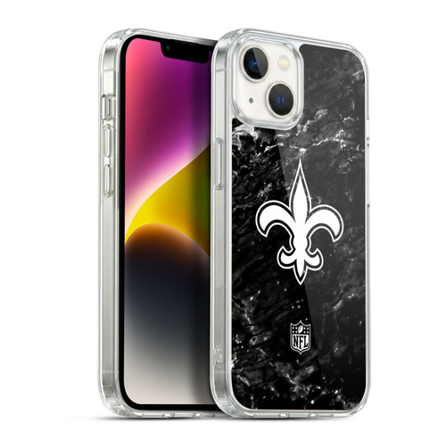 NFL New Orleans Saints Artwork Marble Soft Gel Case for Apple iPhone 14 Plus & MagSafe