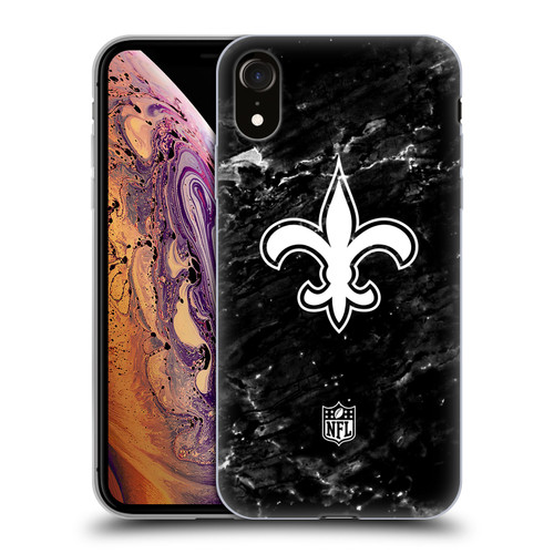 NFL New Orleans Saints Artwork Marble Soft Gel Case for Apple iPhone XR