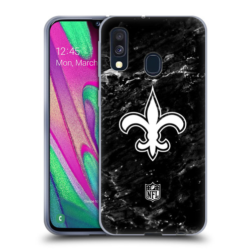 NFL New Orleans Saints Artwork Marble Soft Gel Case for Samsung Galaxy A40 (2019)