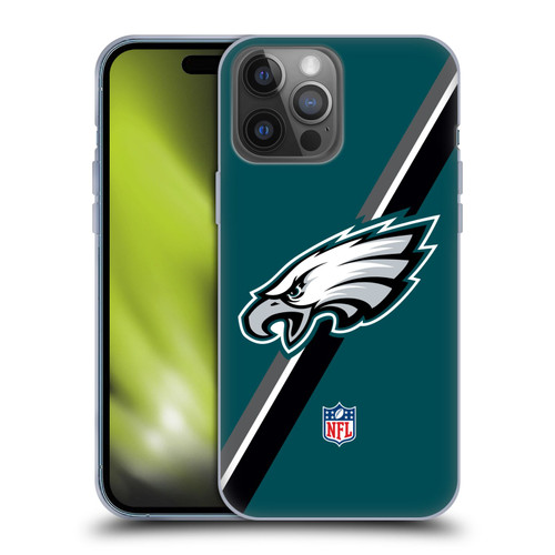 NFL Philadelphia Eagles Logo Stripes Soft Gel Case for Apple iPhone 14 Pro Max