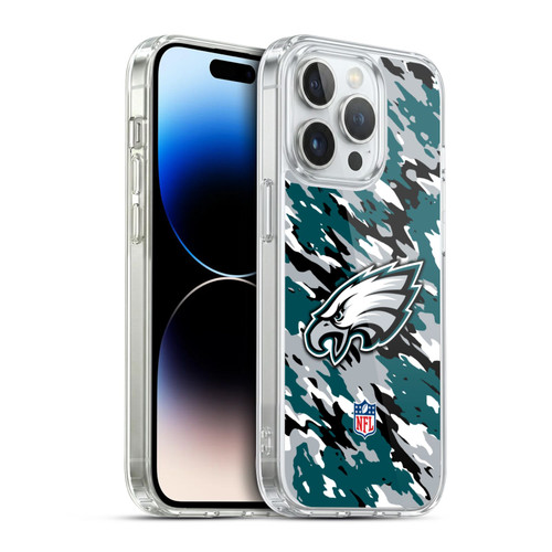 NFL Philadelphia Eagles Logo Camou Soft Gel Case for Apple iPhone 14 Pro