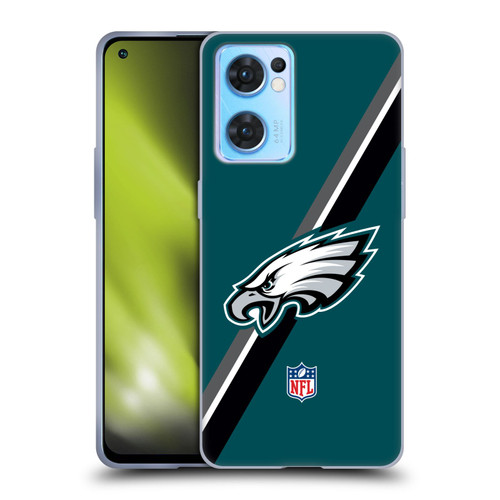 NFL Philadelphia Eagles Logo Stripes Soft Gel Case for OPPO Reno7 5G / Find X5 Lite