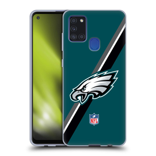 NFL Philadelphia Eagles Logo Stripes Soft Gel Case for Samsung Galaxy A21s (2020)