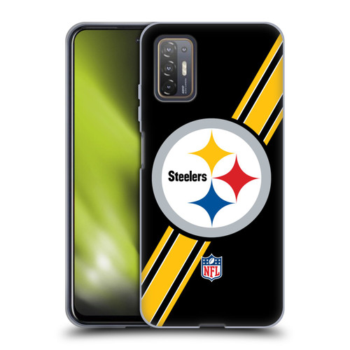 NFL Pittsburgh Steelers Logo Stripes Soft Gel Case for HTC Desire 21 Pro 5G