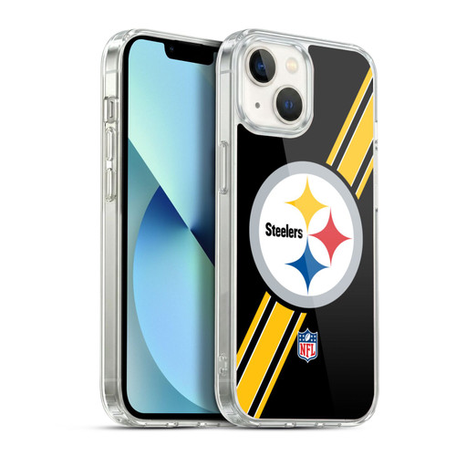 NFL Pittsburgh Steelers Logo Stripes Soft Gel Case for Apple iPhone 13