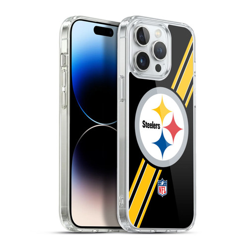 NFL Pittsburgh Steelers Logo Stripes Soft Gel Case for Apple iPhone 13 Pro Max
