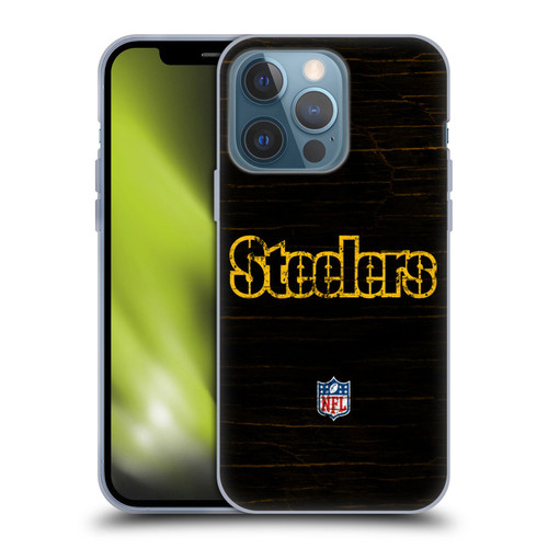 NFL Pittsburgh Steelers Logo Distressed Look Soft Gel Case for Apple iPhone 13 Pro
