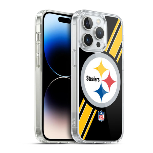 NFL Pittsburgh Steelers Logo Stripes Soft Gel Case for Apple iPhone 13 Pro