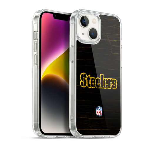 NFL Pittsburgh Steelers Logo Distressed Look Soft Gel Case for Apple iPhone 14