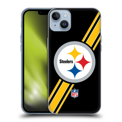 NFL Pittsburgh Steelers Logo Stripes Soft Gel Case for Apple iPhone 14 Plus