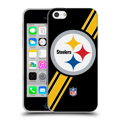 NFL Pittsburgh Steelers Logo Stripes Soft Gel Case for Apple iPhone 5c