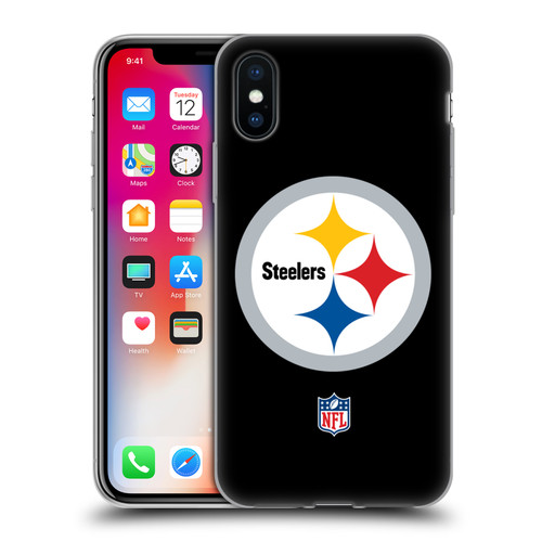 NFL Pittsburgh Steelers Logo Plain Soft Gel Case for Apple iPhone X / iPhone XS