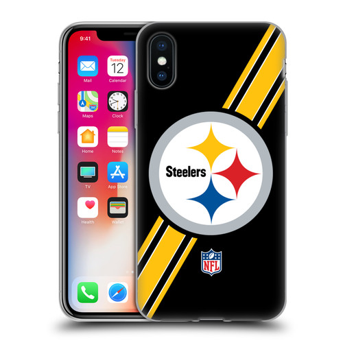 NFL Pittsburgh Steelers Logo Stripes Soft Gel Case for Apple iPhone X / iPhone XS