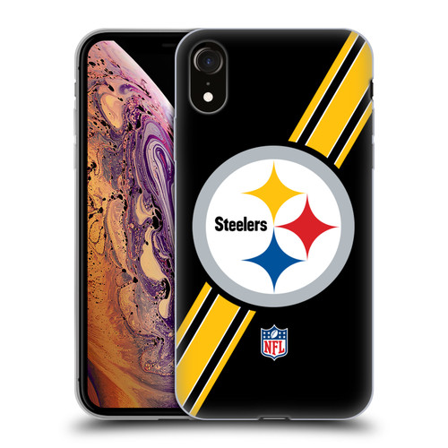 NFL Pittsburgh Steelers Logo Stripes Soft Gel Case for Apple iPhone XR