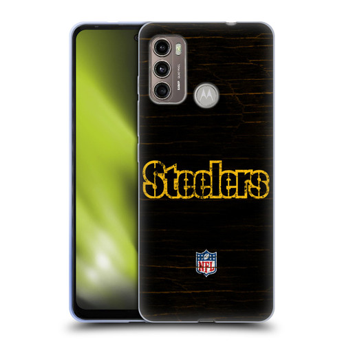 NFL Pittsburgh Steelers Logo Distressed Look Soft Gel Case for Motorola Moto G60 / Moto G40 Fusion