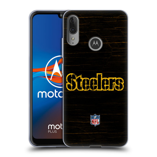 NFL Pittsburgh Steelers Logo Distressed Look Soft Gel Case for Motorola Moto E6 Plus