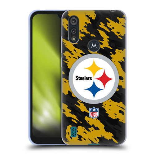 NFL Pittsburgh Steelers Logo Camou Soft Gel Case for Motorola Moto E6s (2020)