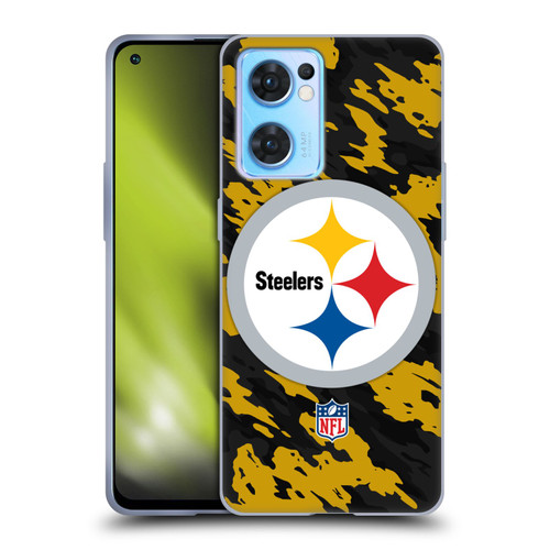 NFL Pittsburgh Steelers Logo Camou Soft Gel Case for OPPO Reno7 5G / Find X5 Lite