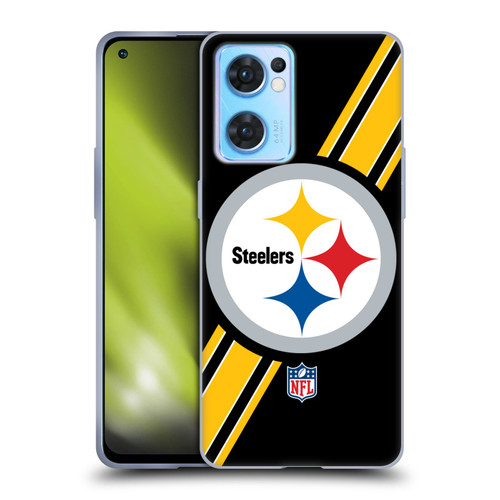 NFL Pittsburgh Steelers Logo Stripes Soft Gel Case for OPPO Reno7 5G / Find X5 Lite