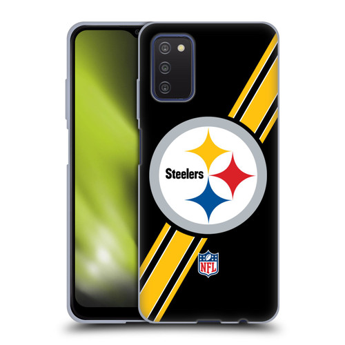 NFL Pittsburgh Steelers Logo Stripes Soft Gel Case for Samsung Galaxy A03s (2021)