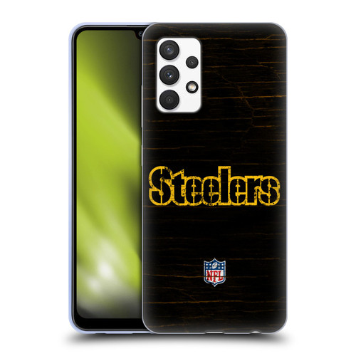 NFL Pittsburgh Steelers Logo Distressed Look Soft Gel Case for Samsung Galaxy A32 (2021)