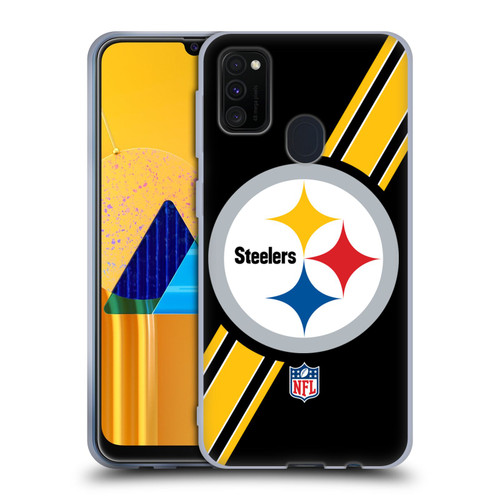 NFL Pittsburgh Steelers Logo Stripes Soft Gel Case for Samsung Galaxy M30s (2019)/M21 (2020)