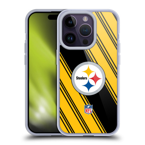 NFL Pittsburgh Steelers Artwork Stripes Soft Gel Case for Apple iPhone 14 Pro