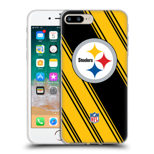 NFL Pittsburgh Steelers Artwork Stripes Soft Gel Case for Apple iPhone 7 Plus / iPhone 8 Plus