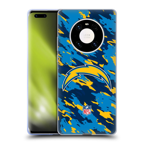 NFL Los Angeles Chargers Logo Camou Soft Gel Case for Huawei Mate 40 Pro 5G