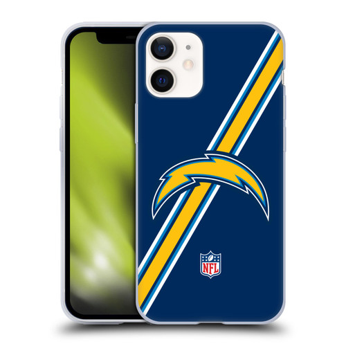 NFL Los Angeles Chargers Logo Stripes Soft Gel Case for Apple iPhone 12 Mini