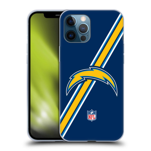 NFL Los Angeles Chargers Logo Stripes Soft Gel Case for Apple iPhone 12 Pro Max