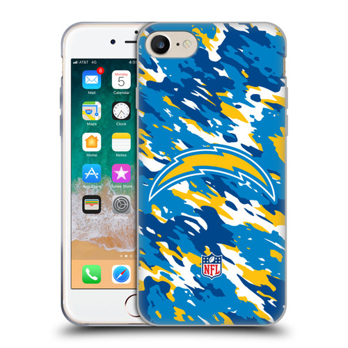 NFL Los Angeles Chargers Logo Camou Soft Gel Case for Apple iPhone 7 / 8 / SE 2020 & 2022
