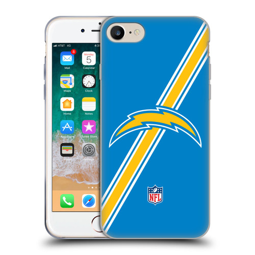 NFL Los Angeles Chargers Logo Stripes Soft Gel Case for Apple iPhone 7 / 8 / SE 2020 & 2022