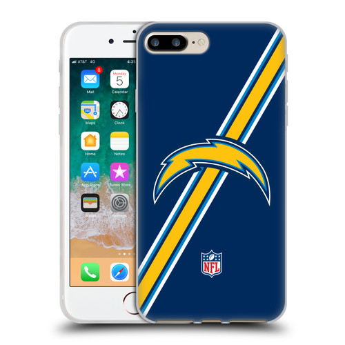 NFL Los Angeles Chargers Logo Stripes Soft Gel Case for Apple iPhone 7 Plus / iPhone 8 Plus