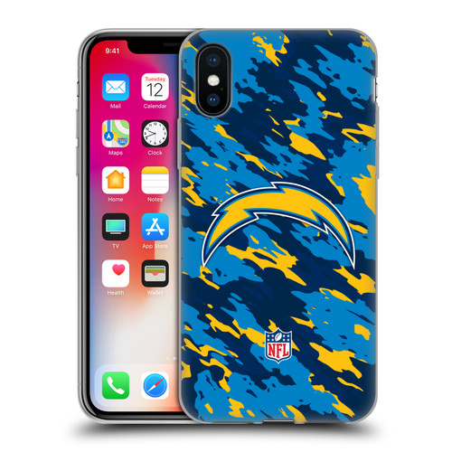 NFL Los Angeles Chargers Logo Camou Soft Gel Case for Apple iPhone X / iPhone XS