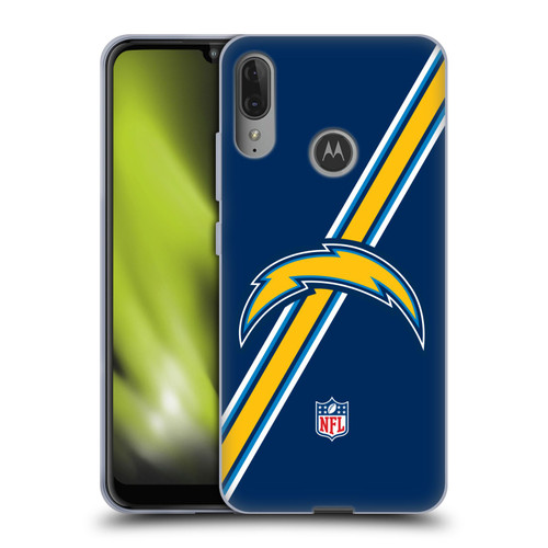 NFL Los Angeles Chargers Logo Stripes Soft Gel Case for Motorola Moto E6 Plus
