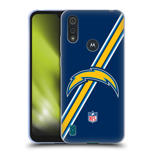 NFL Los Angeles Chargers Logo Stripes Soft Gel Case for Motorola Moto E6s (2020)