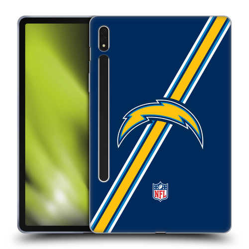 NFL Los Angeles Chargers Logo Stripes Soft Gel Case for Samsung Galaxy Tab S8