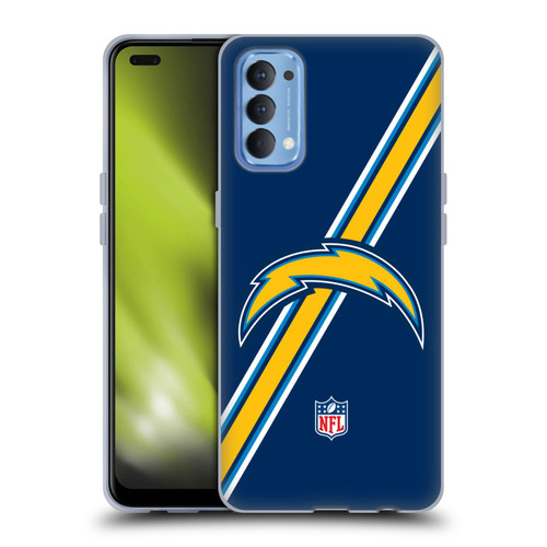 NFL Los Angeles Chargers Logo Stripes Soft Gel Case for OPPO Reno 4 5G