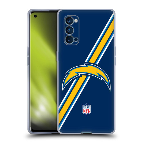 NFL Los Angeles Chargers Logo Stripes Soft Gel Case for OPPO Reno 4 Pro 5G